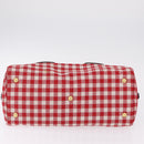 PRADA Hand Bag Canvas Red Gold Tone Auth BA16272V-13