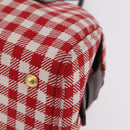 PRADA Hand Bag Canvas Red Gold Tone Auth BA16272V-16