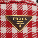 PRADA Hand Bag Canvas Red Gold Tone Auth BA16272V-20