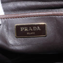 PRADA Hand Bag Canvas Red Gold Tone Auth BA16272V-23