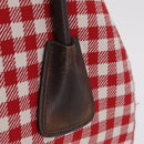 PRADA Hand Bag Canvas Red Gold Tone Auth BA16272V-4