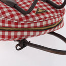PRADA Hand Bag Canvas Red Gold Tone Auth BA16272V-8