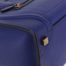 CELINE Luggage Micro Shopper Hand Bag Leather Blue Gold Tone Auth BA16273V-10
