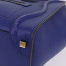 CELINE Luggage Micro Shopper Hand Bag Leather Blue Gold Tone Auth BA16273V-11