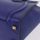 CELINE Luggage Micro Shopper Hand Bag Leather Blue Gold Tone Auth BA16273V-14
