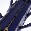 CELINE Luggage Micro Shopper Hand Bag Leather Blue Gold Tone Auth BA16273V-15