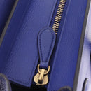 CELINE Luggage Micro Shopper Hand Bag Leather Blue Gold Tone Auth BA16273V-17