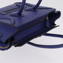 CELINE Luggage Micro Shopper Hand Bag Leather Blue Gold Tone Auth BA16273V-6
