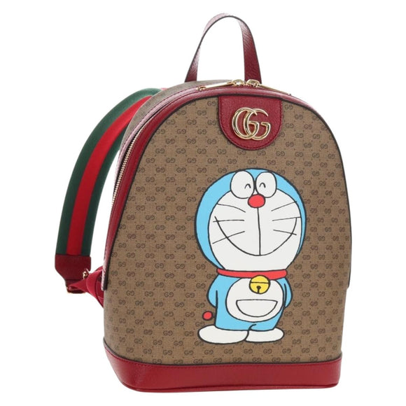 GUCCI Doraemon Micro GG Backpack PVC Beige Gold Tone 647816 Auth BA16280M