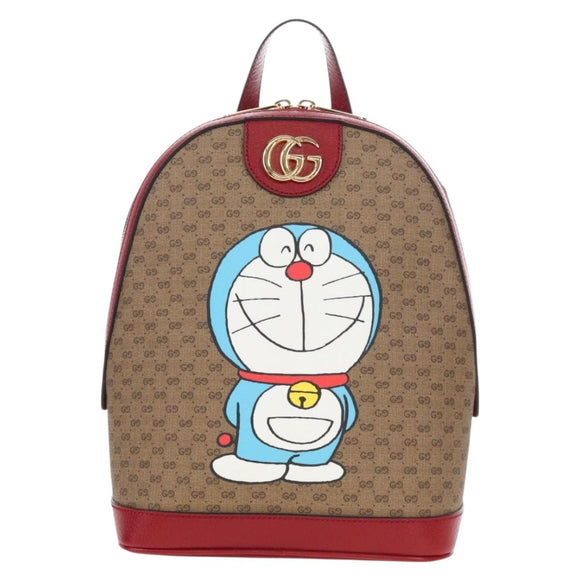 GUCCI Doraemon Micro GG Backpack PVC Beige Gold Tone 647816 Auth BA16280M