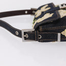 FENDI Mamma Baguette Shoulder Bag Denim Navy Silver Auth BA16282SAM-10