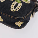 FENDI Mamma Baguette Shoulder Bag Denim Navy Silver Auth BA16282SAM-15