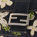 FENDI Mamma Baguette Shoulder Bag Denim Navy Silver Auth BA16282SAM-17