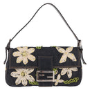 FENDI Mamma Baguette Shoulder Bag Denim Navy Silver Auth BA16282SAM-2