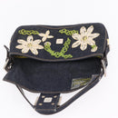 FENDI Mamma Baguette Shoulder Bag Denim Navy Silver Auth BA16282SAM-20