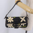 FENDI Mamma Baguette Shoulder Bag Denim Navy Silver Auth BA16282SAM-28