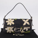 FENDI Mamma Baguette Shoulder Bag Denim Navy Silver Auth BA16282SAM-29