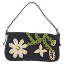 FENDI Mamma Baguette Shoulder Bag Denim Navy Silver Auth BA16282SAM-3