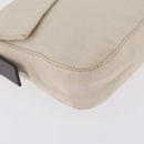 FENDI Mamma Baguette Shoulder Bag cotton Ivory Silver Auth BA16283-11