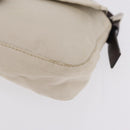 FENDI Mamma Baguette Shoulder Bag cotton Ivory Silver Auth BA16283-12