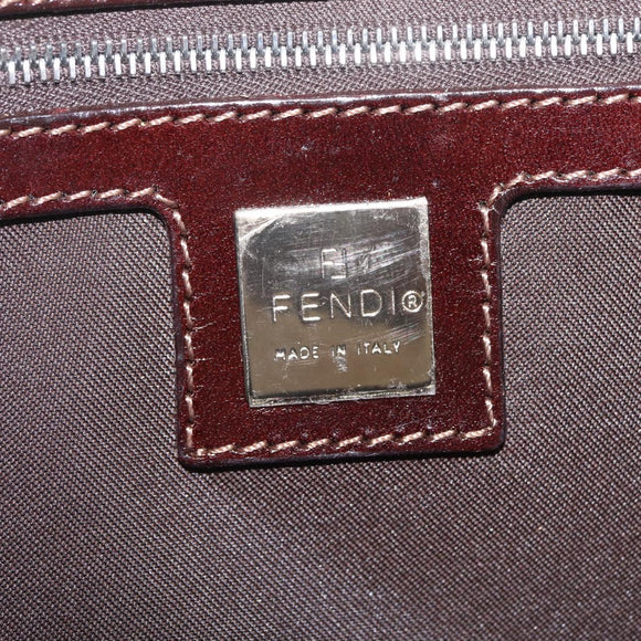FENDI Mamma Baguette Shoulder Bag cotton Ivory Silver Auth BA16283