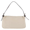 FENDI Mamma Baguette Shoulder Bag cotton Ivory Silver Auth BA16283-3