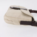 FENDI Mamma Baguette Shoulder Bag cotton Ivory Silver Auth BA16283-5