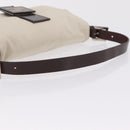 FENDI Mamma Baguette Shoulder Bag cotton Ivory Silver Auth BA16283-8