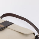 FENDI Mamma Baguette Shoulder Bag cotton Ivory Silver Auth BA16283-9