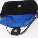 FENDI Mamma Baguette Shoulder Bag Beads Black Silver Auth BA16285SAM-20