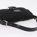 FENDI Mamma Baguette Shoulder Bag Beads Black Silver Auth BA16285SAM-6