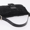 FENDI Mamma Baguette Shoulder Bag Beads Black Silver Auth BA16285SAM-7
