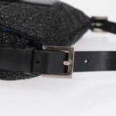FENDI Mamma Baguette Shoulder Bag Beads Black Silver Auth BA16285SAM-9
