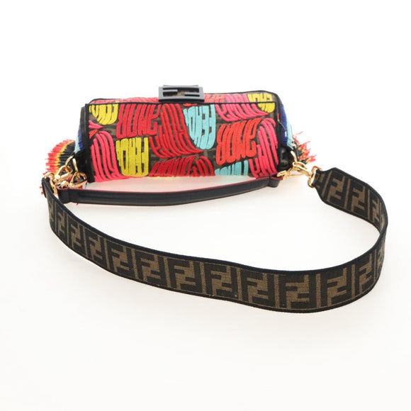 FENDI Zucca Canvas Mamma Baguette Shoulder Bag Brown Gold 8BR600 Auth BA16286SM