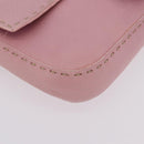 FENDI Selleria Mamma Baguette Shoulder Bag Leather Pink Silver Auth BA16287V-13