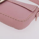 FENDI Selleria Mamma Baguette Shoulder Bag Leather Pink Silver Auth BA16287V-14