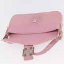 FENDI Selleria Mamma Baguette Shoulder Bag Leather Pink Silver Auth BA16287V-21
