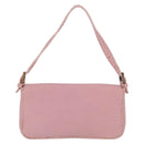FENDI Selleria Mamma Baguette Shoulder Bag Leather Pink Silver Auth BA16287V-3