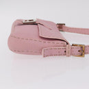 FENDI Selleria Mamma Baguette Shoulder Bag Leather Pink Silver Auth BA16287V-4
