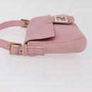 FENDI Selleria Mamma Baguette Shoulder Bag Leather Pink Silver Auth BA16287V-5