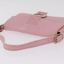 FENDI Selleria Mamma Baguette Shoulder Bag Leather Pink Silver Auth BA16287V-6