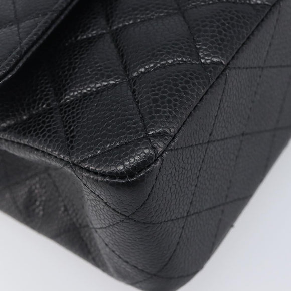 CHANEL Matelasse 25 Chain Shoulder Bag Caviar Skin Black Gold CC Auth BA16288SM