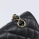 CHANEL Matelasse 25 Chain Shoulder Bag Caviar Skin Black Gold CC Auth BA16288SM-14