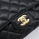 CHANEL Matelasse 25 Chain Shoulder Bag Caviar Skin Black Gold CC Auth BA16288SM-15