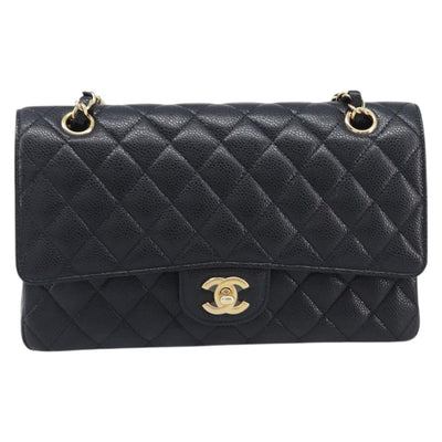 CHANEL Matelasse 25 Chain Shoulder Bag Caviar Skin Black Gold CC Auth BA16288SM - 0