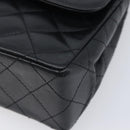 CHANEL Matelasse Chain Shoulder Bag Lamb Skin Paris limited Black Auth BA16289SM-10