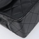 CHANEL Matelasse Chain Shoulder Bag Lamb Skin Paris limited Black Auth BA16289SM-11