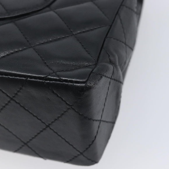 CHANEL Matelasse Chain Shoulder Bag Lamb Skin Paris limited Black Auth BA16289SM