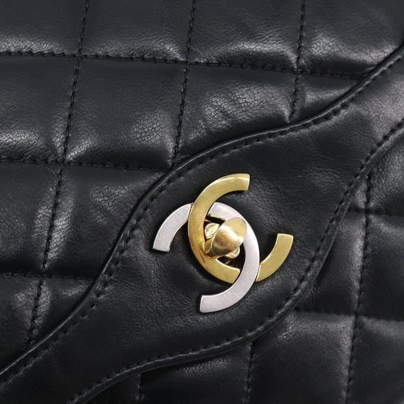 CHANEL Matelasse Chain Shoulder Bag Lamb Skin Paris limited Black Auth BA16289SM
