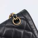 CHANEL Matelasse Chain Shoulder Bag Lamb Skin Paris limited Black Auth BA16289SM-15